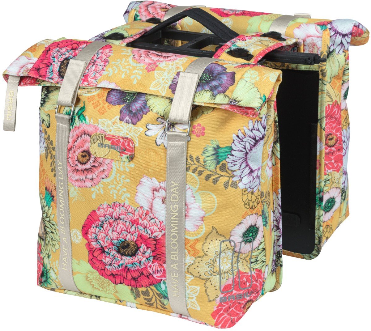 Basil fietstas dubbel Bloom Field yellow MIK 28-35