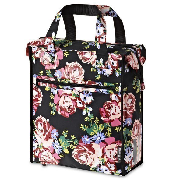 Tas bas blossom roses shopper zwart 20l