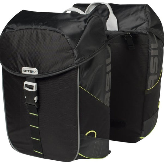 Basil fietstas dubbel Miles black lime 32L