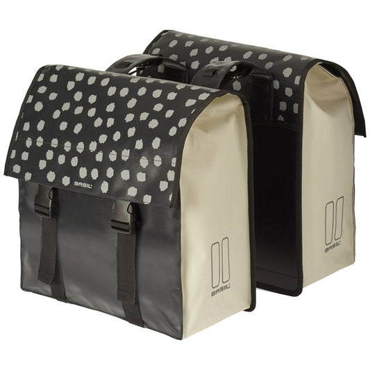 Basil fietstas dubbel Urban load zwart wit 48-53L