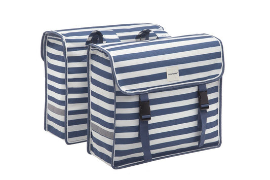 New Looxs fietstas dubbel Fiori blue stripe