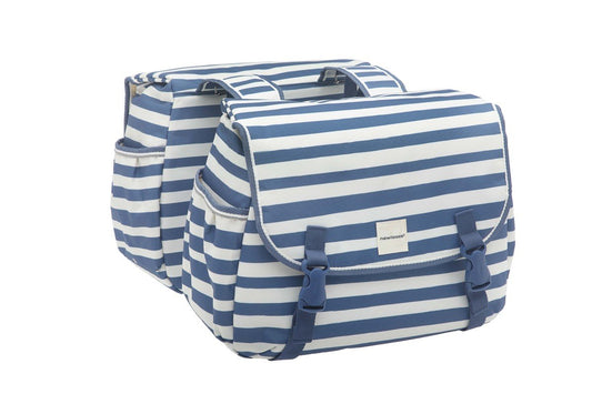 New Looxs fietstas dubbel Joli blue stripe 34L