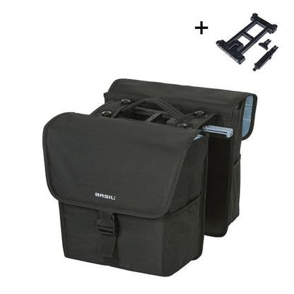 Basil fietstas dubbel Go solid black MIK 32L