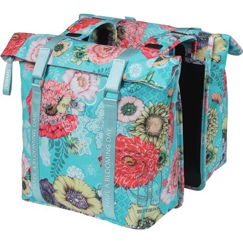 Basil fietstas dubbel Bloom Field blue 28-35L