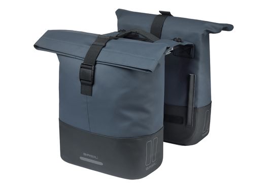 Basil fietstas dubbel Cove marine blauw/zwart MIK
