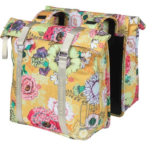 Basil fietstas dubbel Bloom Field yellow 28-35L