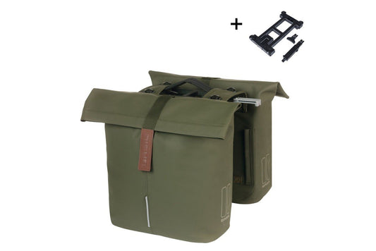 Basil fietstas dubbel City moss green MIK 28-32L