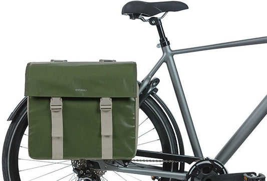 Basil fietstas dubbel Urban load moss green / sand