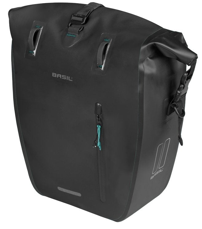 Basil fietstas enkel Rivo L MIK Hooks zwart 25-31L