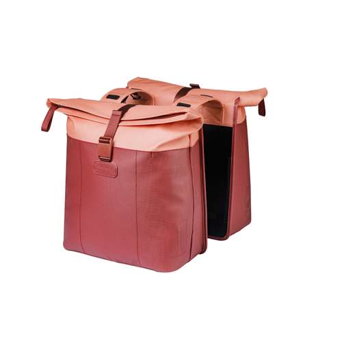 Basil fietstas dubbel Vive bordeaux/roze 28-35L