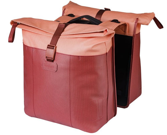 Basil fietstas dubbel Vive bordeaux/roze MIK 28-35