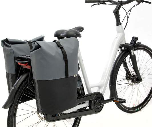 New Looxs fietstas dubbel Nyborg donkergrijs/zwart