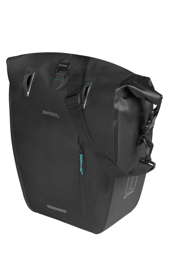 Basil fietstas enkel Rivo L MIK Hooks zwart 25-31L