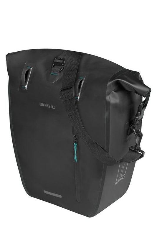Basil fietstas enkel Rivo L MIK Hooks zwart 25-31L