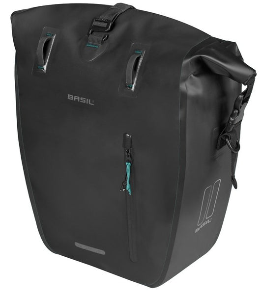 Basil fietstas enkel Rivo L MIK Hooks zwart 25-31L