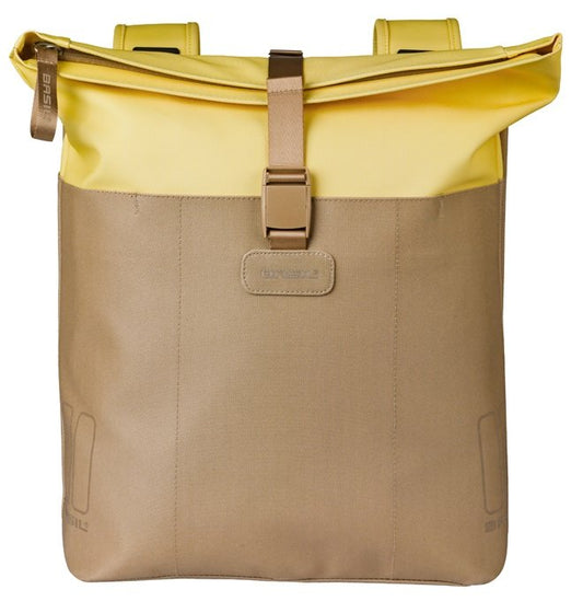 Basil fietstas dubbel Vive zand/geel 28-35L