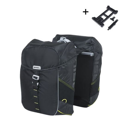 Tas bas dubbel miles mik zw/lime 34l