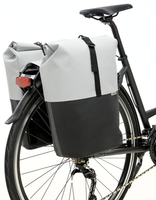 New Looxs fietstas dubbel Nyborg lichtgrijs/zwart