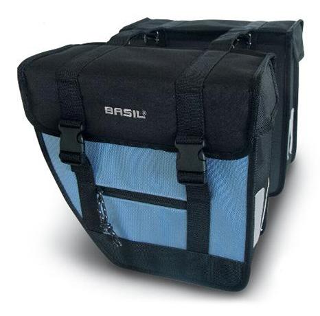 Tas Basil dubbel tour schuin zwart/m.blauw 26liter
